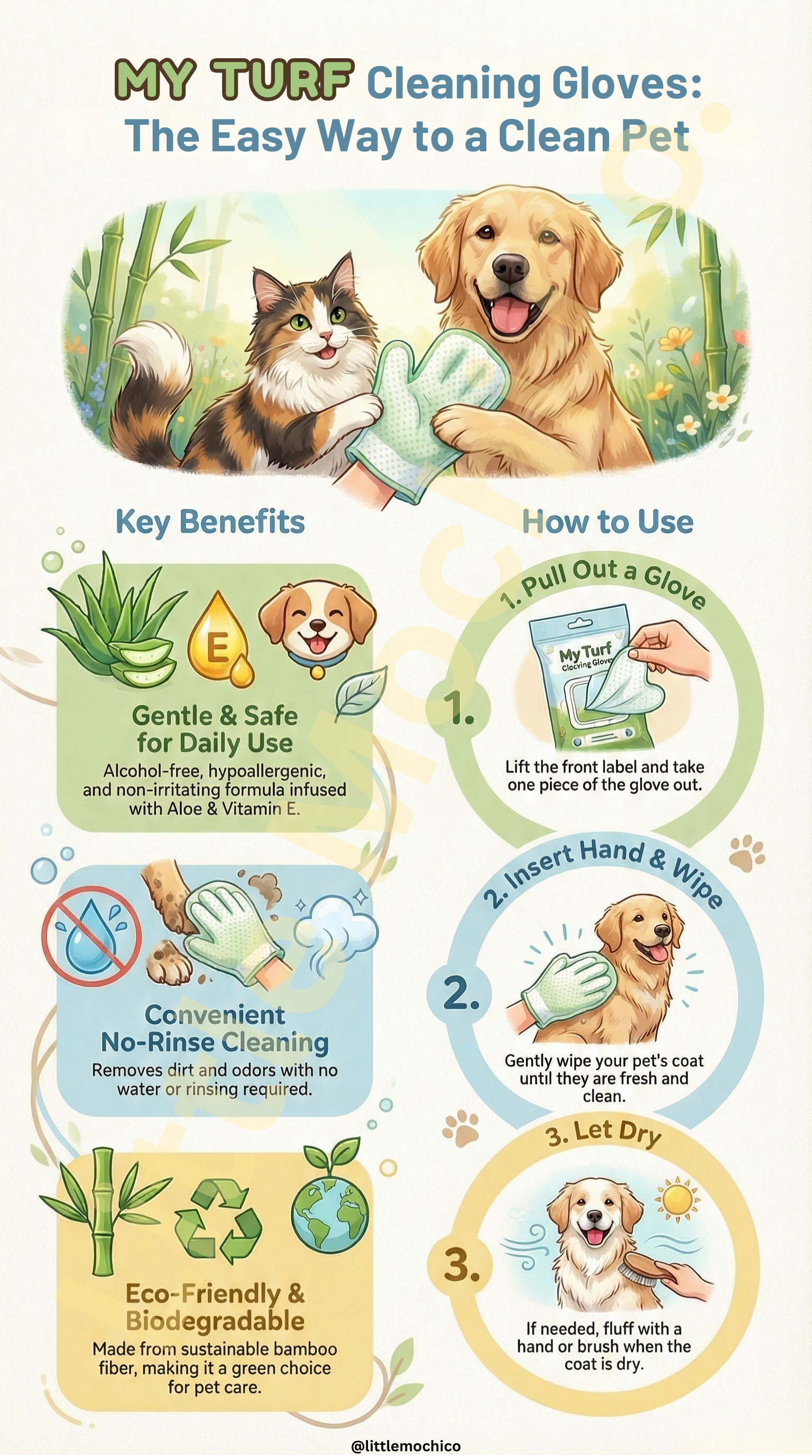 My Turf - Premium Fit-Into-Hand Cleaning Pet Wipes (6 pcs)