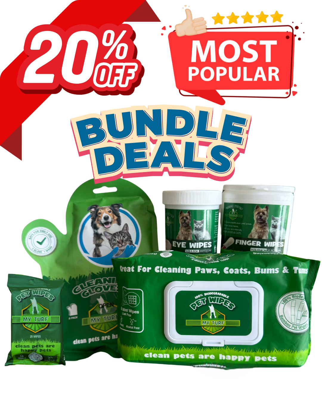 My Turf - Clean & Wipe Essential Bundle for Eyes, Ears, Teeth, Paws & Body