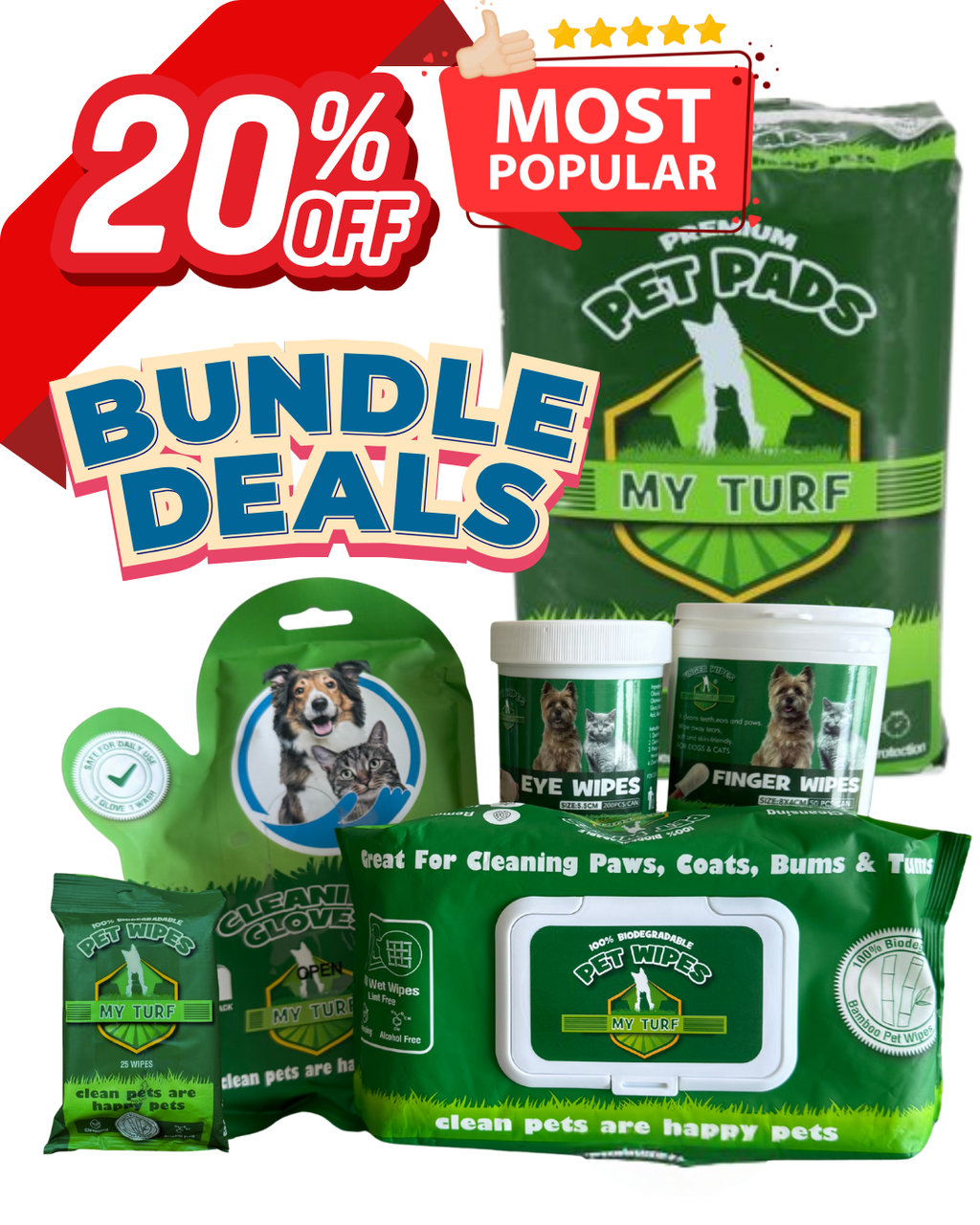 My Turf - Clean & Wipe Essential Bundle for Eyes, Ears, Teeth, Paws & Body