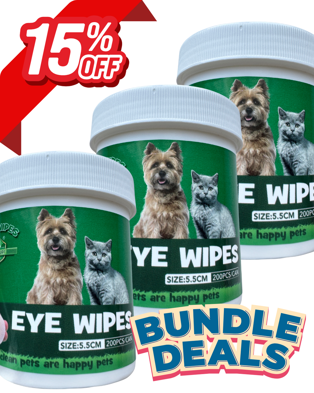 My Turf - Premium Pet Eye Wipes Gentle Tear Stain Remover for Dogs & Cats (200 pcs)