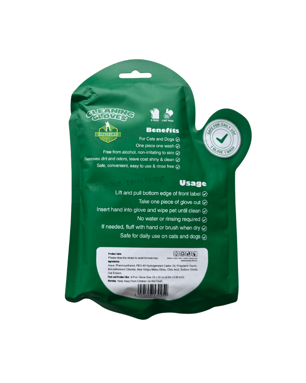 My Turf Pet Hand Wipes – Eco - Friendly Pet Owner Hand Cleaning Wipes | Alcohol - Free, Bio - Degradable, Safe & Convenient - Little Mochi Co. (UEN 53505622B)