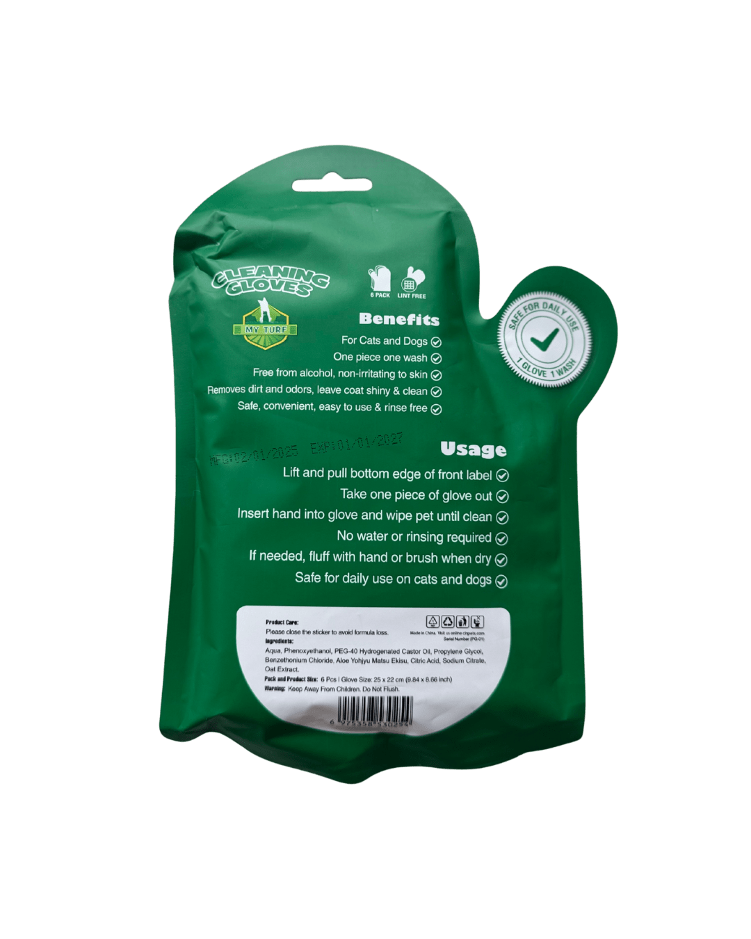 My Turf Pet Hand Wipes – Eco - Friendly Pet Owner Hand Cleaning Wipes | Alcohol - Free, Bio - Degradable, Safe & Convenient - Little Mochi Co. (UEN 53505622B)