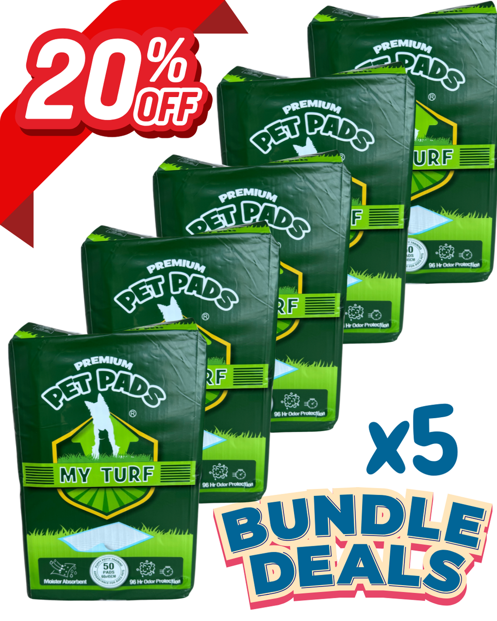 My Turf - Premium Ultra Absorbent Training Pee Pads Small/Medium Size (100/50pcs)