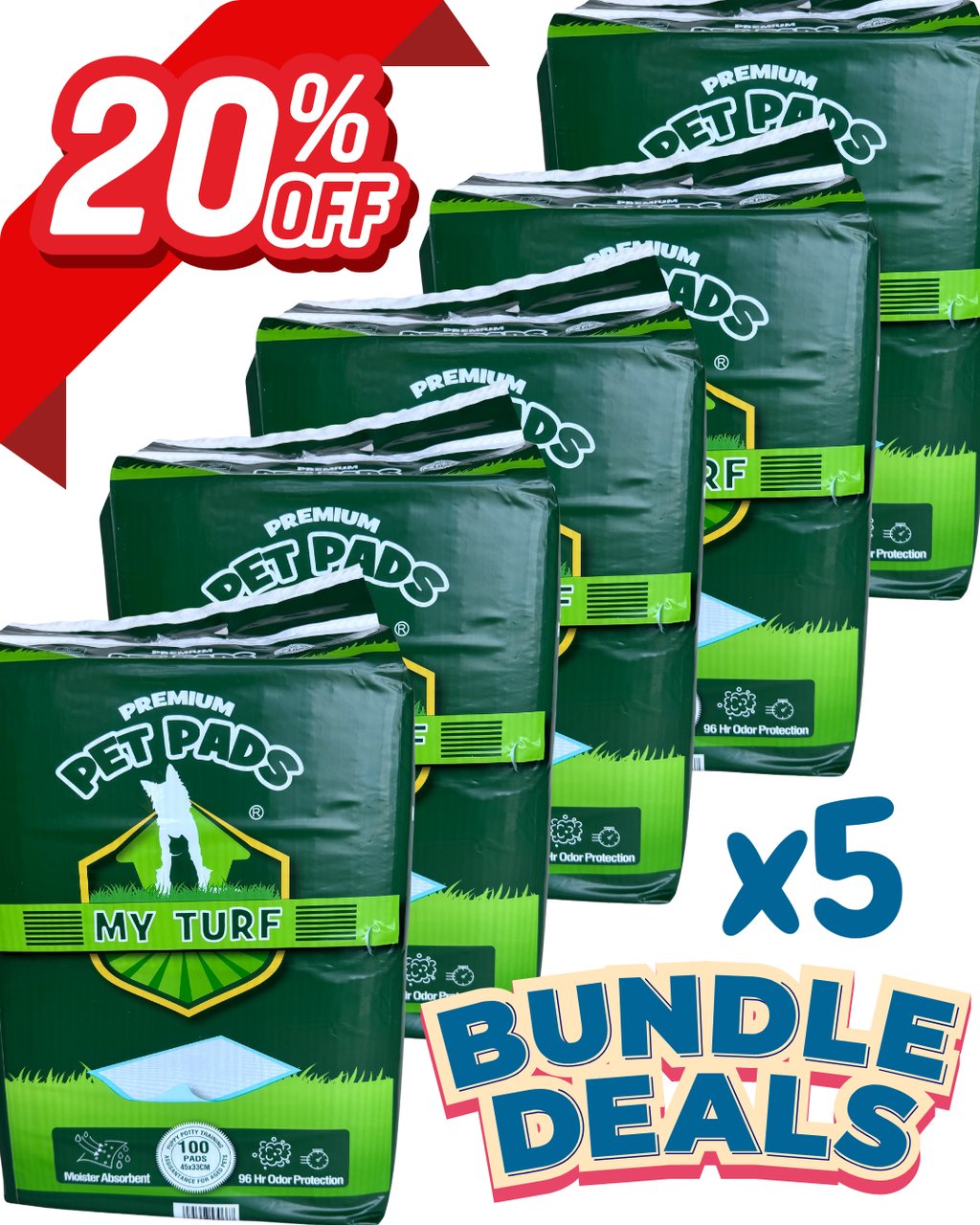 My Turf - Premium Ultra Absorbent Training Pee Pads Small/Medium Size (100/50pcs)