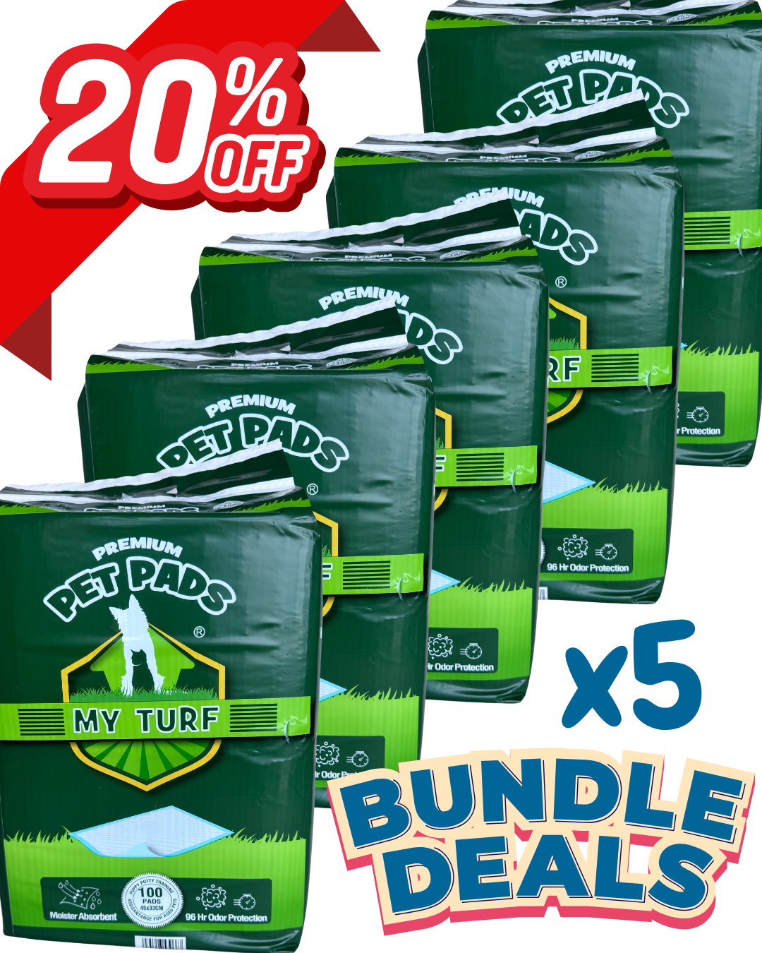 My Turf - Premium Ultra Absorbent Training Pee Pads Small/Medium Size (100/50pcs)