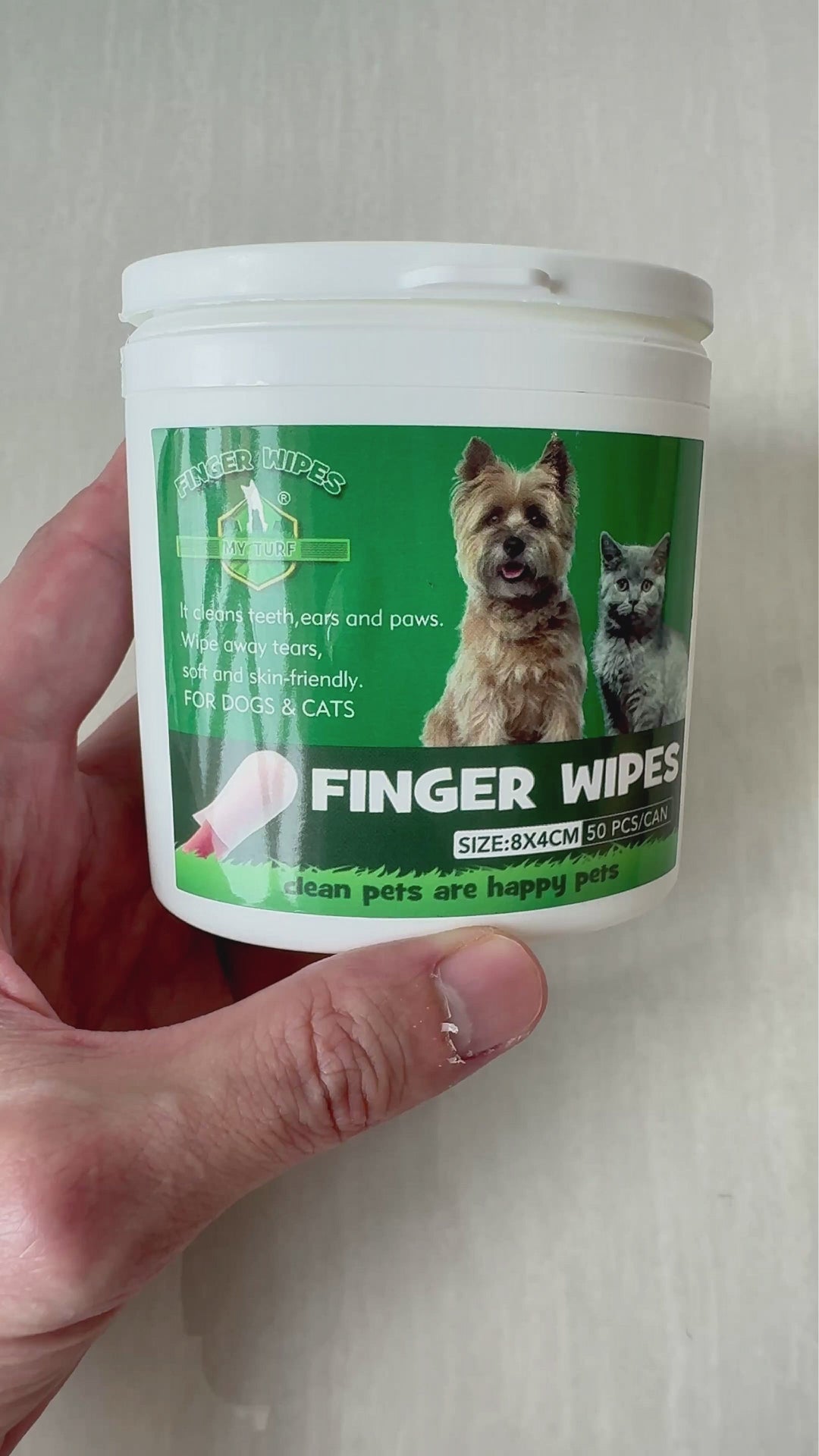 My Turf - Premium Finger Wipes for Pet Ears, Teeth and Paws for Dogs & Cats (50 pcs)